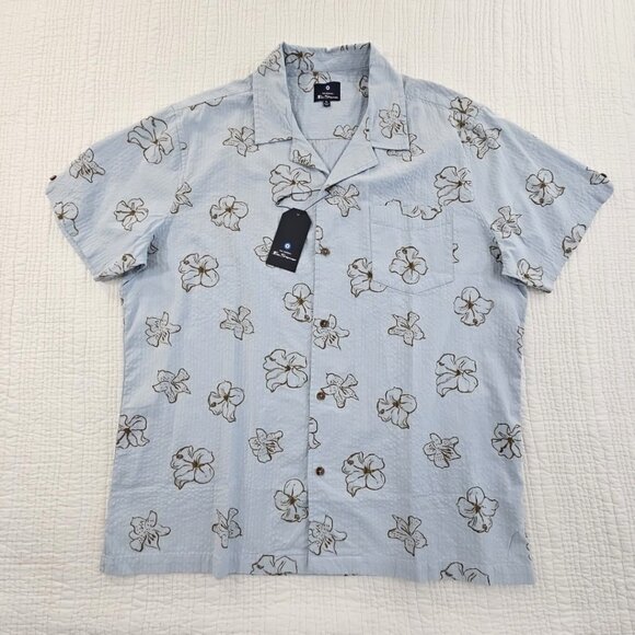 NEW Ben Sherman Short Sleeve Shirt Men's XL Blue Floral Textured NWT MSRP $100 - Picture 1 of 16